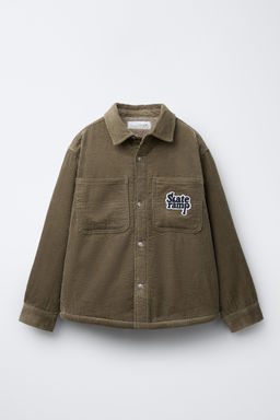 CORDUROY FAUX SHEARLING OVERSHIRT