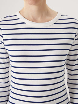 Bisiklet Yaka ?izgili Kad?n Body