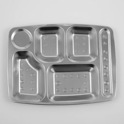 Поднос, 6 секций, 35×26×2 см, нержавеющая сталь, серебристый