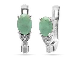 Серьги, изумруд берилл, Горошина