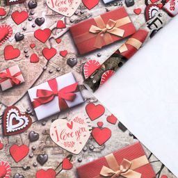 Цена за 10 шт. Бумага упаковочная, глянцевая Love, 70 х 100 см