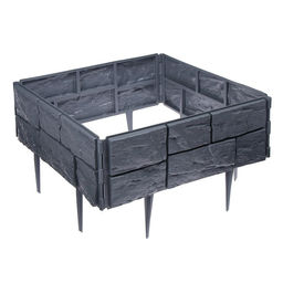 Ограждение декоративное, 24×177.5 см, 5 секций, пластик, серое, «Камень»