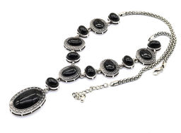 Колье на металлической основе овал 30*40мм с агатом, 55см