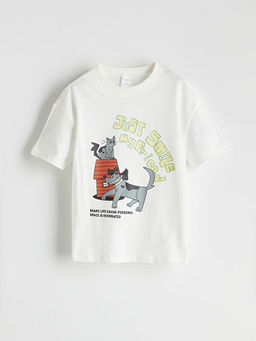 Bisiklet Yaka Bask?l? Erkek ?ocuk Ti??rt