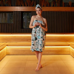 Набор для сауны Этель Mint mood парео 80*144 см + чалма, вафля 200г/м2, 100% хл