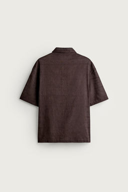 CAMISA POLO LINO - ALGOD?N / Chocolate - Zara фото 7