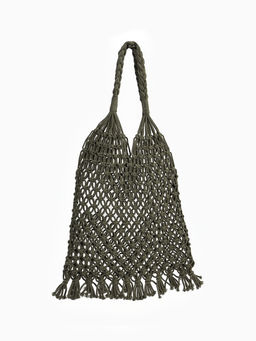 Сумка пляжная, плетёная, клетка 3.5 см, зелёная