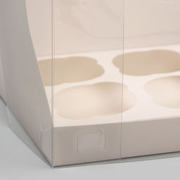 Цена за 2 шт. Коробка для 6 капкейков, белая 23.5×16×14 см