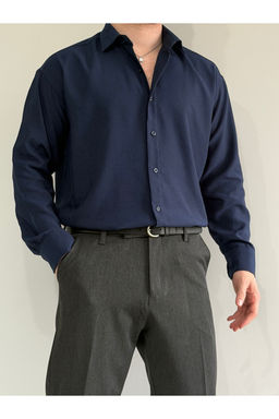 Lacivert Regular Fit Mevsimlik Erkek Gomlek TMNSS26GO00005