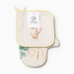 Набор кух. Этель Хлопок варежка-прихватка 20х28см, прихватка 19х19см,100% хл  фото 6