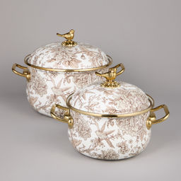 НАБОР КАСТРЮЛЬ AGNESS ЭМАЛИРОВАННЫХ СЕРИЯ ROYAL GARDEN, 4ПР. 2,1Л И 3,8Л