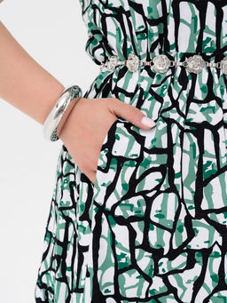 Платье хлопок 100%,бело-зеленое - Binita фото 7