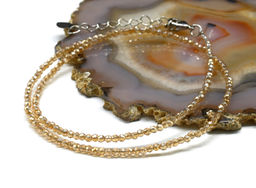 Чокер из циркона шарик гр.2мм цв.шампань, 38см