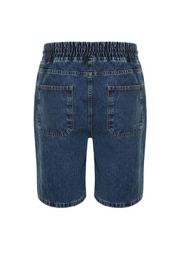 Orta Mavi Regular Beli Lastikli Kot Sort TMNSS24SR00028