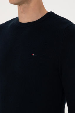 Erkek Slim Fit Bisiklet Yaka Lacivert Basic Kazak - U.s. polo assn фото 7