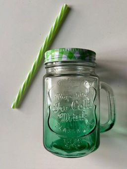 Кружка стекло, 450 мл, с крышкой и трубочкой (зелёный) SDFG0114-3 (298249) - Daniks фото 6