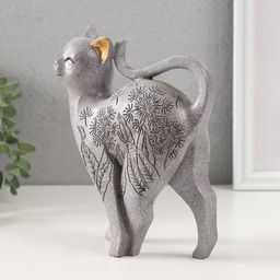 Фигурка полистоун «Серая кошечка с узорами», 5.5×14×17.5 см