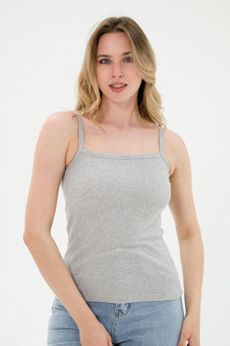 Топ женский из рибаны серый меланж