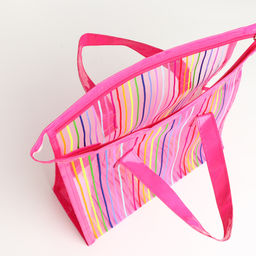 Косметичка-сумка на молнии в сетку, большая, с ручками, с рисунком Полосы, МИКС - Simaland фото 4