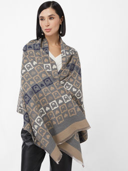 в составе ШЕРСТЬ и КАШЕМИР  Большой, мягкий, теплый двусторонний палантин с принтом. - Tantino фото 4