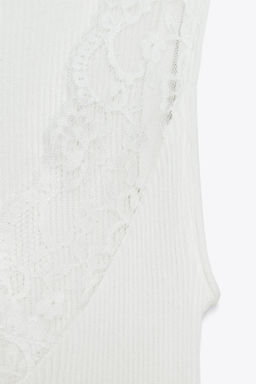 LACE RIBBED T-SHIRT - Zara фото 26