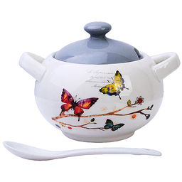 60128 Сахарница с крышкой 375мл с ложкой 3пр Бабочки в саду доломит LR (х36) - Mayer&boch фото 2