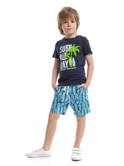 Шорты из набивного полотна для мальчика UD 7929 синий surf - Mini maxi фото 3