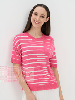 Джемпер женский 5231-41340. 51793/001 барби/белый