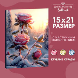 Алмазная мозаика на новый год с частичным заполнением на холсте «Розы», 15×21 см, набор для творчества