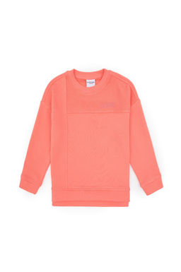 K_z _ocuk Neon Pembe Bisiklet Yaka Sweatshirt