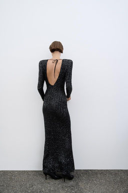 ZW COLLECTION SEQUINNED DRESS WITH SHOULDER PADS - Zara фото 6