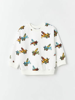 Bisiklet Yaka Bask?l? Erkek Bebek Sweatshirt ve Pantolon 2li Tak?m - Waikiki фото 2