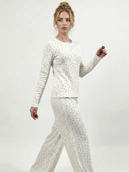 Пижама с принтом сердечки OD-1011-1 молочный