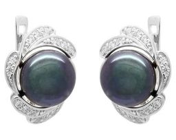 Серьги из серебра жемчуг, см075ч