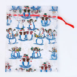 Мешок подарочный Снеговики на лыжах, р. 25 32 см, органза - Страна карнавалия фото 7