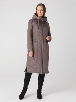 Еврозима! 24310 Пальто дем. бежево-коричневый - Dizzyway фото 2