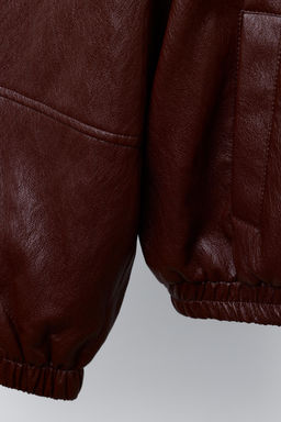 LEATHER-EFFECT BOMBER JACKET - Zara фото 6