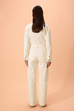 Beyaz Gabardin Basic Wide Leg/Genis Paca Pantolon TWOSS26PL00098 - Trendyolmilla фото 6