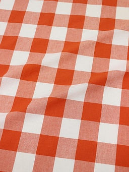 Вареный (стираный) хлопок Клетка (3.0*3.5см) цв.оранжевый терракот, ш.2.5м, хл-100%