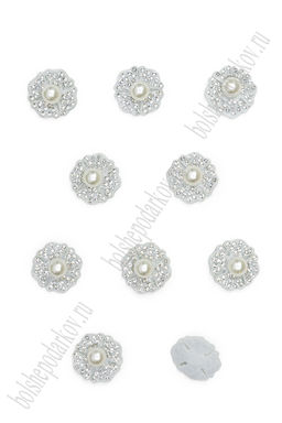 Патчи из фетра со стразами "Снежинка" 2 см (15 шт) SF-7699