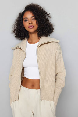 Tas Genis Kal?p Devrik Yaka Fermuarl? Triko H?rka TWOAW24HI00072