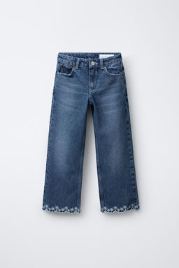 EMBROIDERED STRAIGHT-LEG DENIM TROUSERS