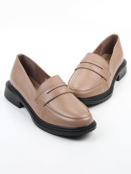 03-DYL123-2 DK. BEIGE Лоферы женские (натуральная кожа)