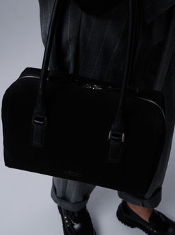 Замшевая сумка Cube DBR 31333 черный велюр  фото 8