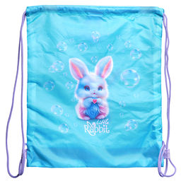 Сумка для сменной обуви "Little Rabbit" 40x47 см, износостойкий полиэстер с водоотталкивающей пропиткой, 1 отделение, на веревочной завязке, с вставкой из пластиковой сетки для вентиляции, с петлей для повеса и переноски, бирюзовый