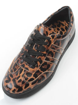 03-B6C-7PC BROWN/LEOPARD Кеды женские (натуральная кожа)