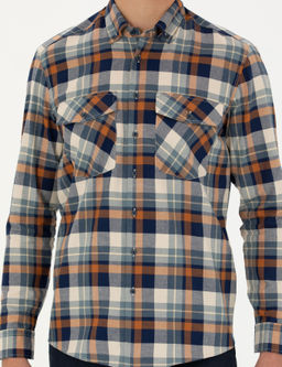 Светло-коричневая рубашка классического кроя с длинным рукавом - Cacharel фото 6