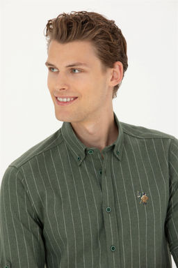 U. S. Polo Assn / Мужская зеленая рубашка с длинным рукавом - U.s. polo assn фото 2