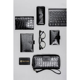 Кошелёк женский, 2 отдела на молнии, с ручкой, цвет чёрный - Textura фото 6