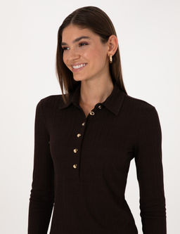 Kahverengi Slim Fit _rme Bluz